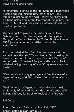 Rush, Ozzy Osbourne