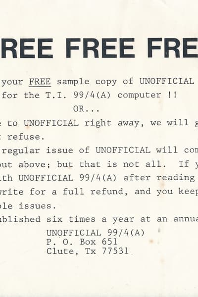 Unofficial TI-99/4A flyer Clute