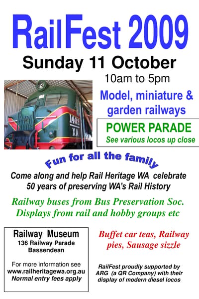 Railfest Promotional Material Oct 11, 2009 Bassendean