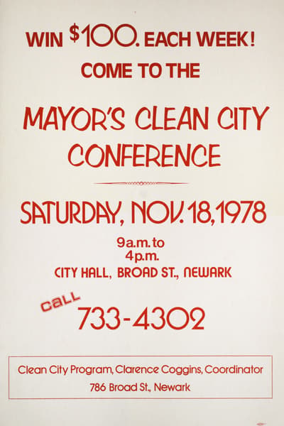 Mayor's clean city conference Nov 18, 1978 Newark