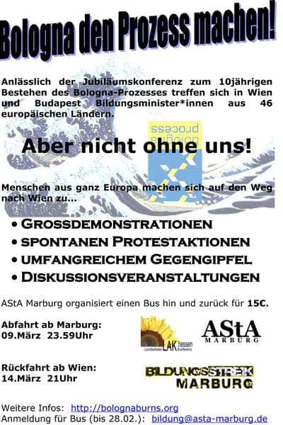 Bologna den Prozess machen Mar 10, 2010 Wien (Vienna)