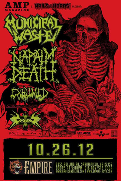 Municipal Waste, Napalm Death, Exhumed