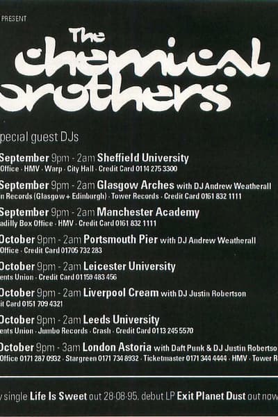The Chemical Brothers Multiple cities (Sheffield, Glasgow, Manchester, Portsmouth, Leicester, Liverpool, Leeds, London)