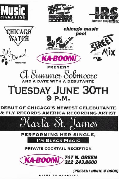 Ka-Boom! / Chicago Music Magazine / Fly Records America / IRS Independent Record Services Inc. / Chicago Watch / Chicago Music Pool / URX 88.1 FM / Street Mix / Let's Dance Record Pool Jun 30, 1992 Chicago