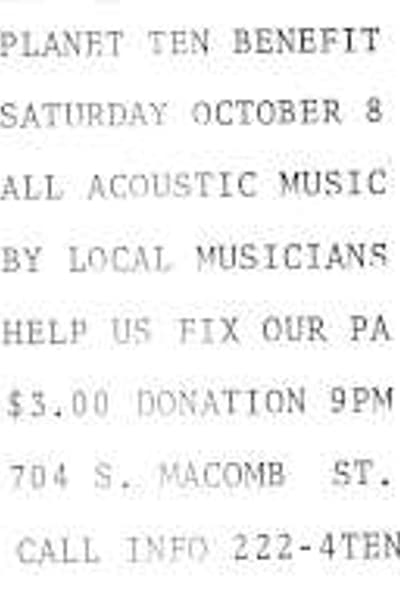 Planet Ten Benefit Oct 8, 1994