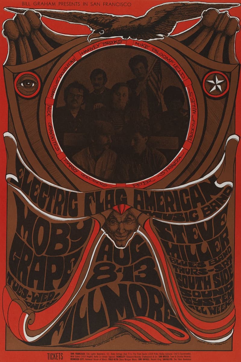 Moby Grape, South Side Sound System, Electric Flag American Music Band, Steve Miller Blues Band - at Fillmore - San Francisco, CA - Aug 8, 1967