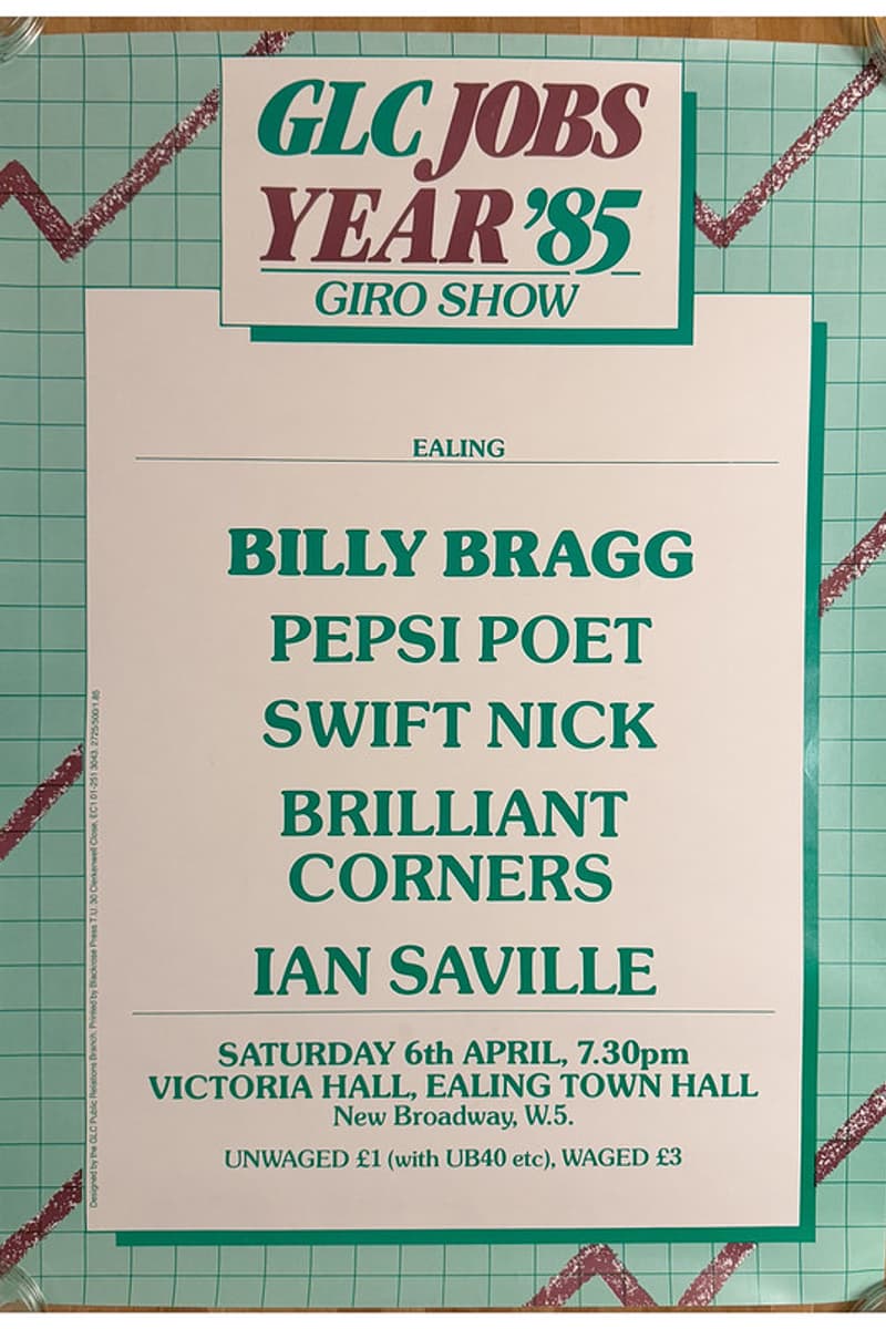 Brilliant Corners, Billy Bragg, Pepsi Poet, Ian Saville, Swift Nick - at Victoria Hall, Ealing Town Hall - Ealing - Apr 6, 1985