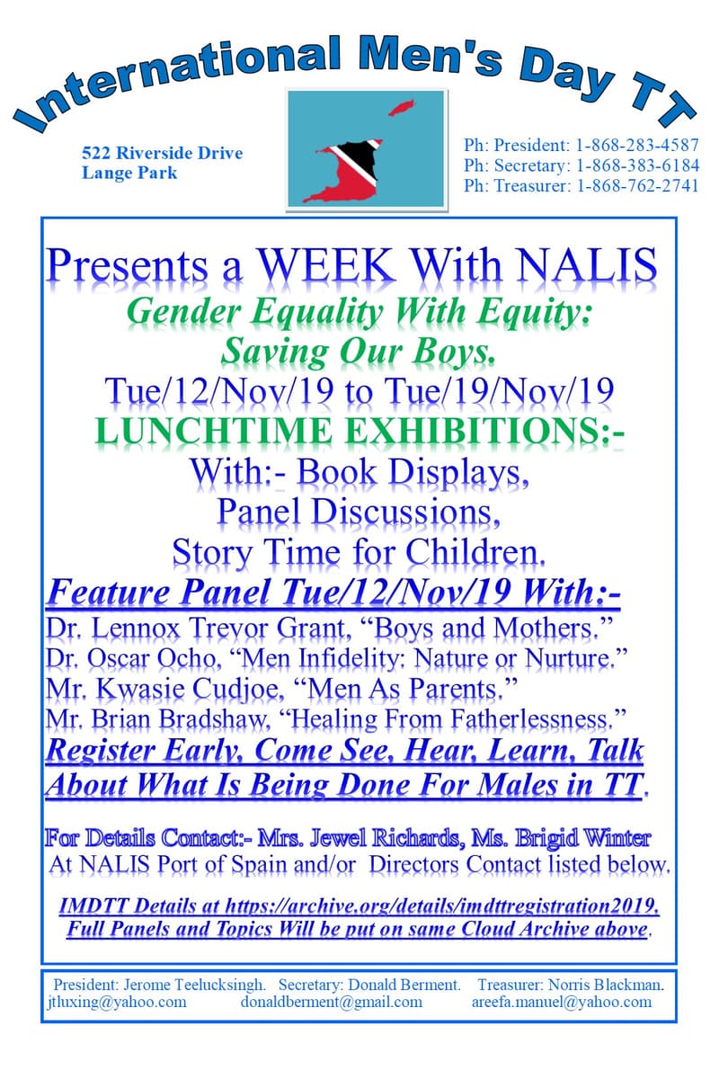 Dr. Oscar Ocho, Mr. Brian Bradshaw, Dr. Lennox Trevor Grant, Mr. Kwasie Cudjoe - at NALIS (National Library and Information System) - Port of Spain, TT - Nov 12, 2019