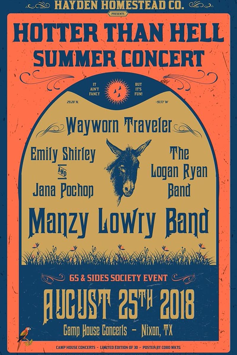 The Logan Ryan Band, Emily Shirley and Jana Pochop, Wayworn Traveler, Manzy Lowry Band - at Camp House Concerts - Nixon, TX - Aug 25, 2018
