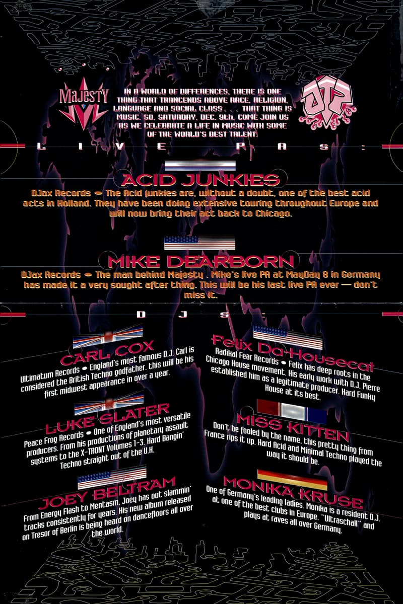 Carl Cox, Felix Da Housecat, Mike Dearborn, Acid Junkies, Miss Kitten - at Majesty - Chicago, IL - Dec 9, 2000
