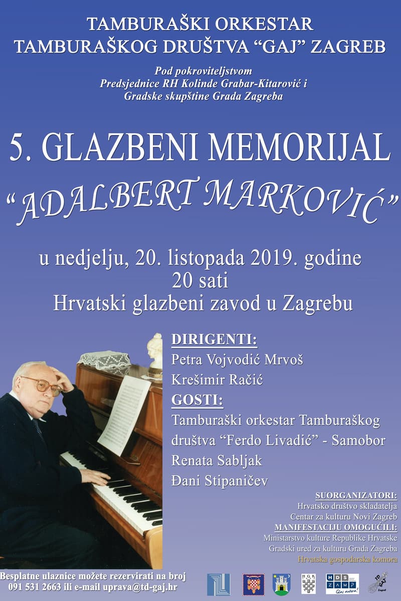 Renata Sabljak, Tamburaški orkestar Tamburaškog društva 'Ferdo Livadić' - Samobor, Đani Stipaničev, Tamburaški orkestar Tamburaškog društva 'GAJ' Zagreb - at Hrvatski glazbeni zavod u Zagrebu - Zagreb - Oct 20, 2019