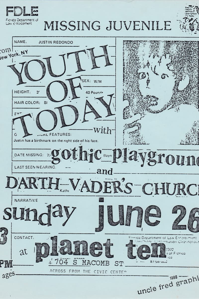 Darth Vader's Church, Gothic Playground, Youth of Today - at Planet Ten - Tallahassee, FL - Jun 26, 1988