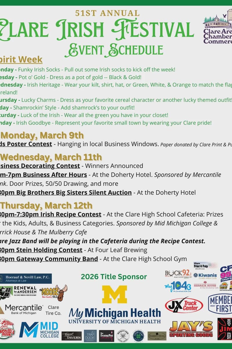 Gateway Community Band, Clare Jazz Band - at Multiple venues: Doherty Hotel, Four Leaf Brewing, Clare High School Cafeteria, Clare High School Gym - Clare, MI - Mar 9, 2025