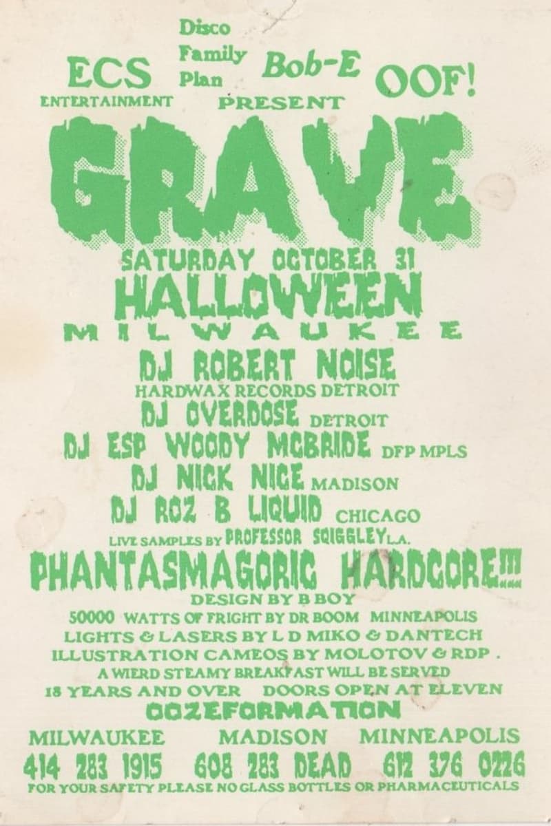 DJ Overdose, DJ Robert Noise, DJ Roz B Liquid, Professor Sqiggley, DJ ESP - at Grave - Milwaukee, WI - Oct 31, 1998
