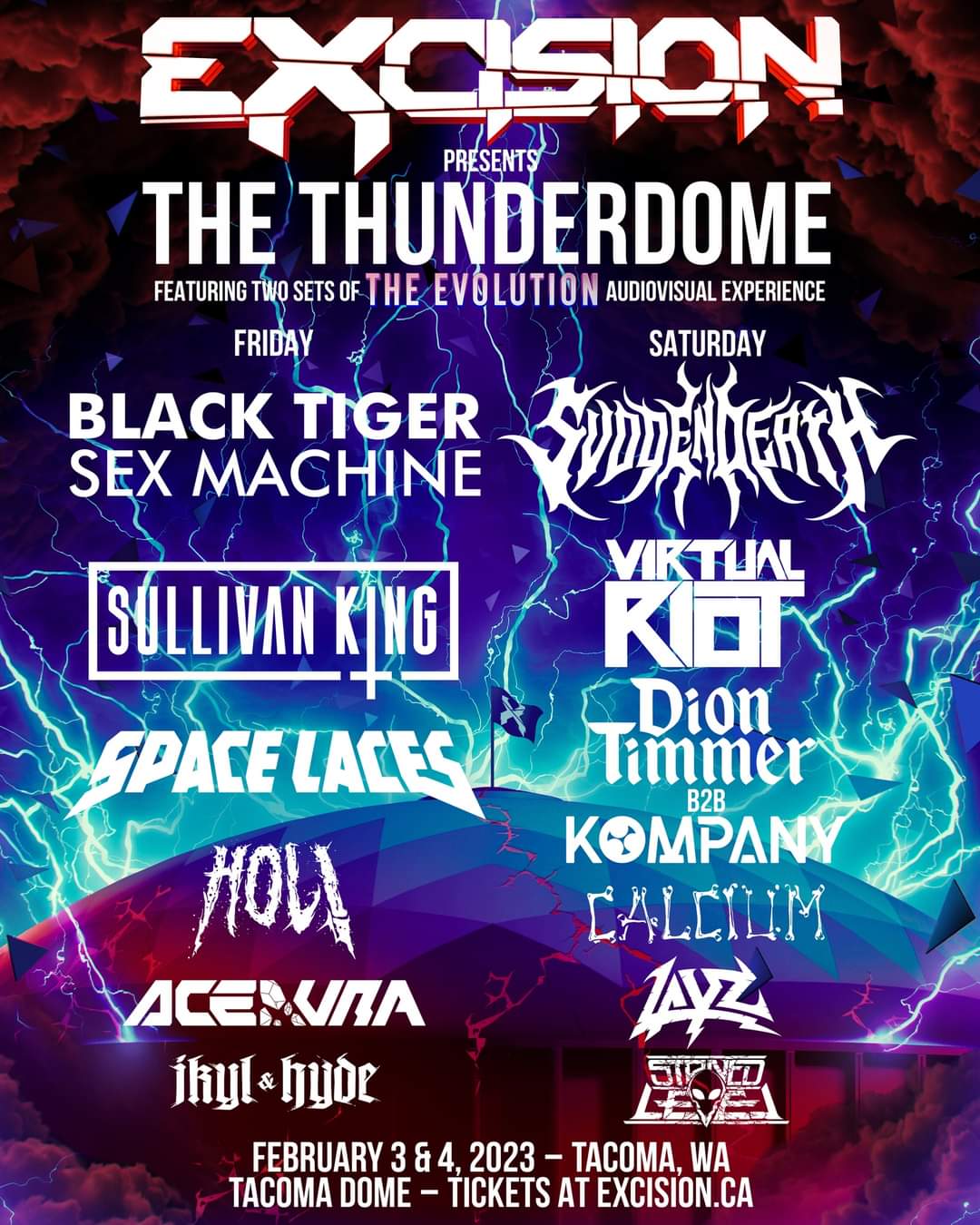 Dion Timmer, Kompany, Calcium, Space Laces, Virtual Riot - at Tacoma Dome - Tacoma, WA - Feb 3, 2023