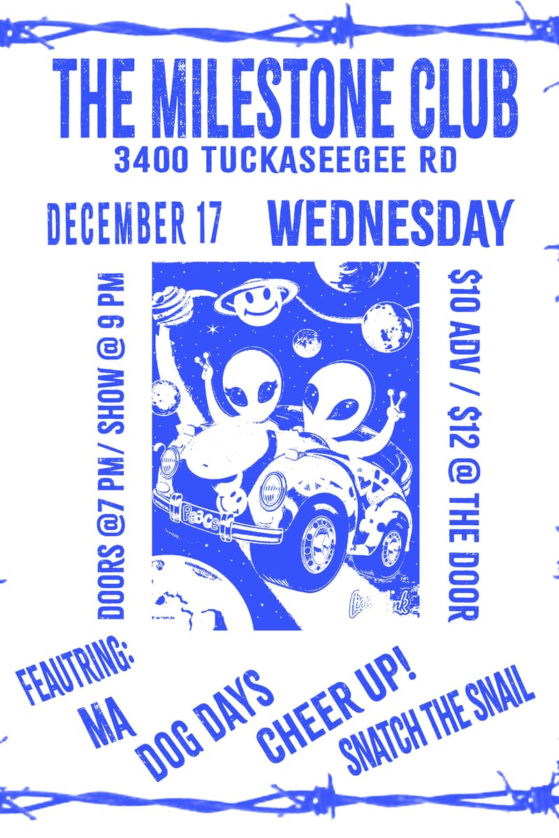 Cheer Up!, Dog Days, MA, Snatch the Snail - at The Milestone Club - Charlotte, NC - Dec 17, 2014