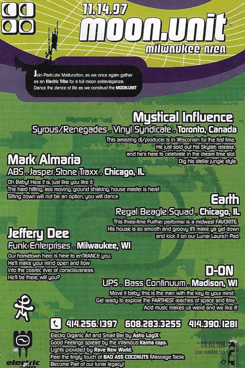 Mystical Influence, Mark Almaria, Jeffery Dee, Earth, D-on - at Milwaukee Area (specific venue not listed) - Milwaukee, WI - Nov 14, 1997