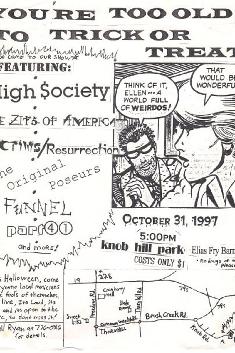 Funnel, Part 40, The Zits of America, The Original Poseurs, Victims/Resurrection - at Knob Hill Park - Elias Fry Barn - Oct 31, 1997