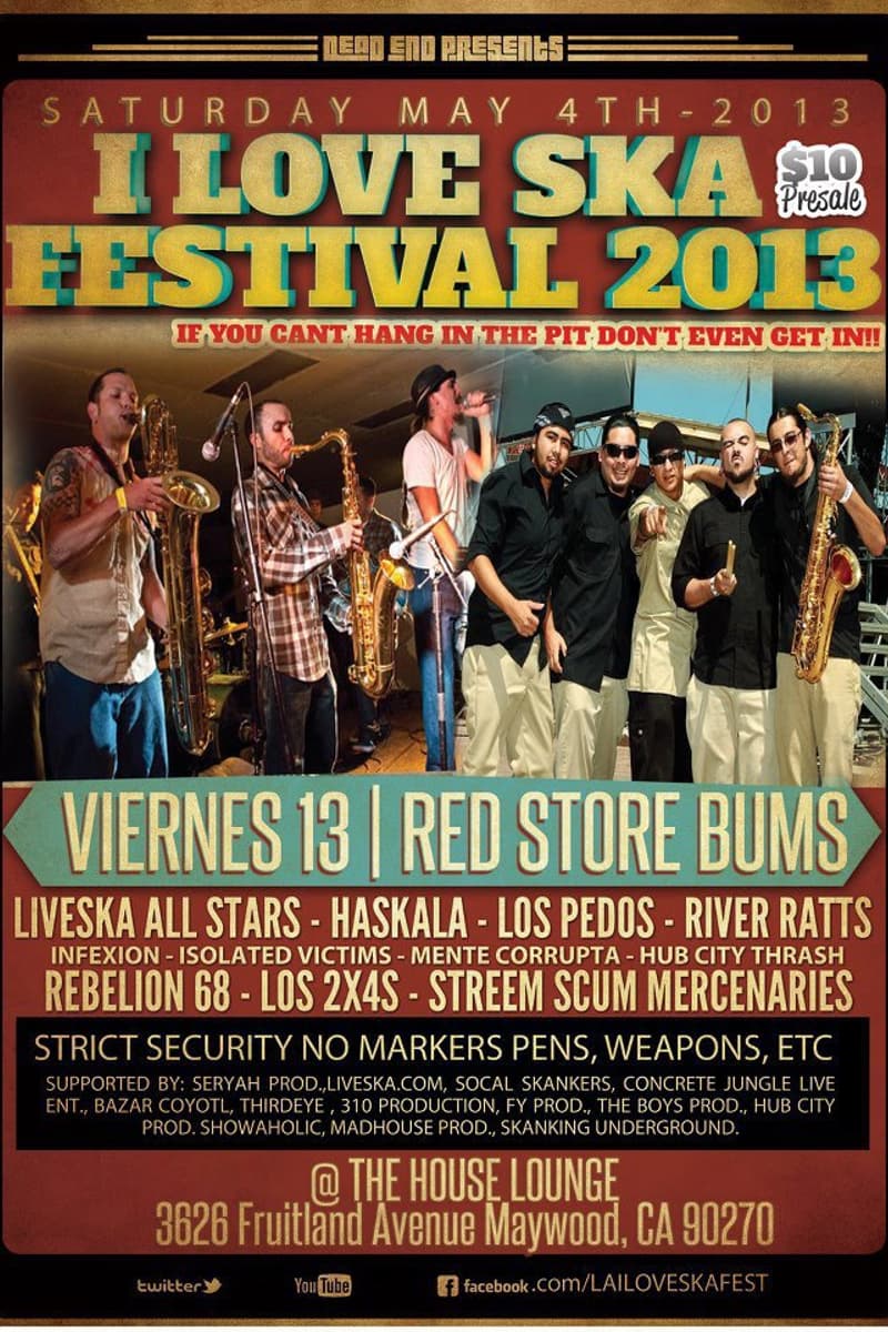 Haskala, Los 2x4s, Mente Corrupta, Viernes 13, Red Store Bums - at The House Lounge - Maywood, CA - May 4, 2013