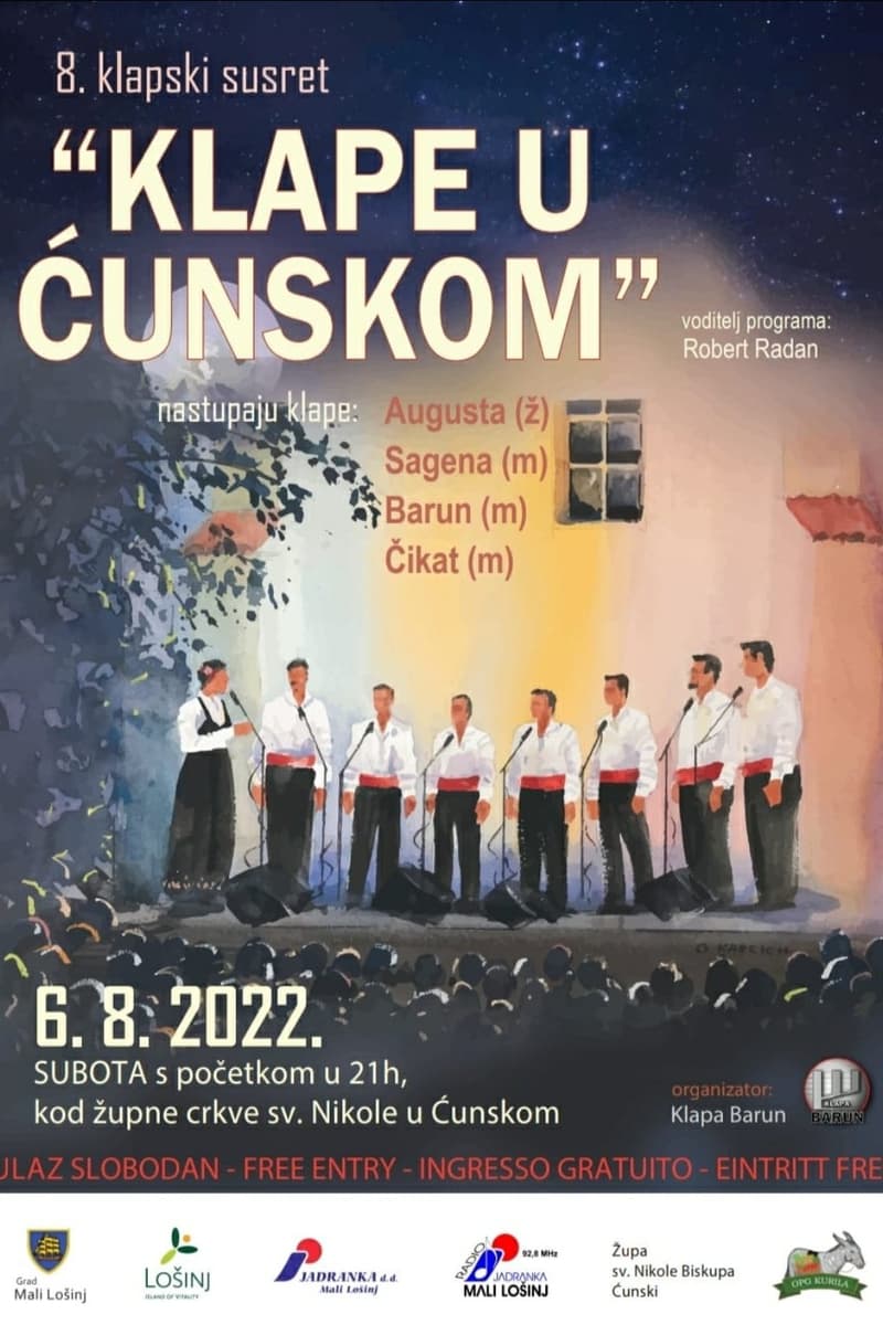 Barun (m), Čikat (m), Sagena (m), Augusta (ž) - at kod župne crkve sv. Nikole u Ćunskom - Ćunski / Mali Lošinj, Croatia (Hrvatska) - Aug 6, 2022