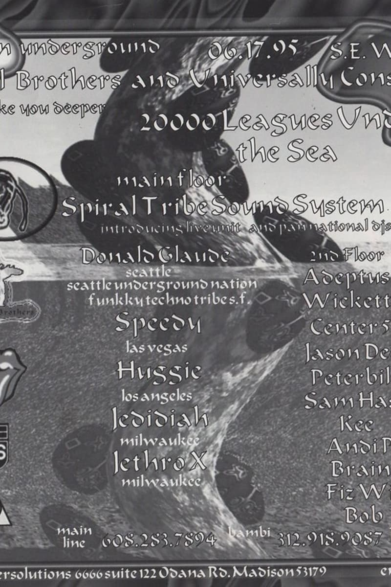Wickett, Spiral Tribe Sound System, bambi, Jethro X, Jason Dee - Madison, WI - Jun 17, 1995
