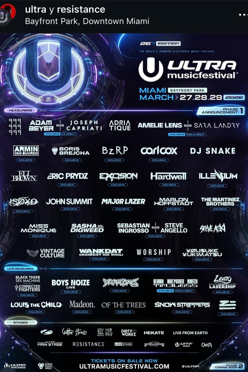 Mike Posner, Steve Aoki, Major Lazer, Carl Cox, Adam Beyer - Miami, FL - Mar 27, 2026