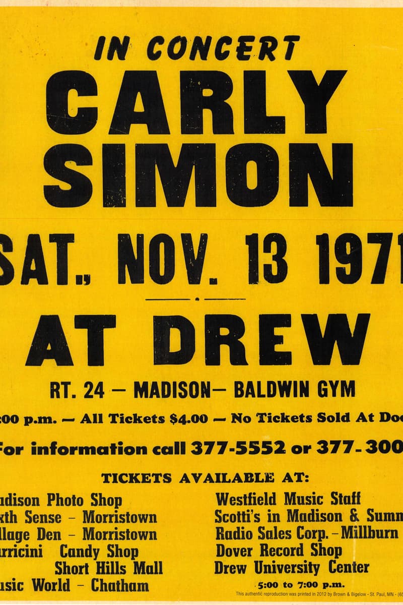 Carly Simon - at Baldwin Gym, Drew University - Madison, NJ - Nov 13, 1971