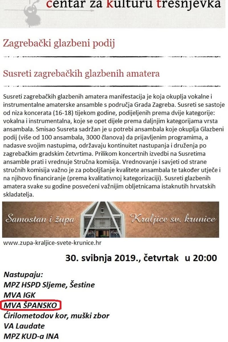 MVA IGK, MPZ KUD-a INA, MPZ HSPD Sljeme, Šestine, MPZ Sv. Barbare Panis angelicus, Ćirilometodov kor, muški zbor - at Samostan i župa Kraljice sv. krunice - Zagreb - May 30, 2019