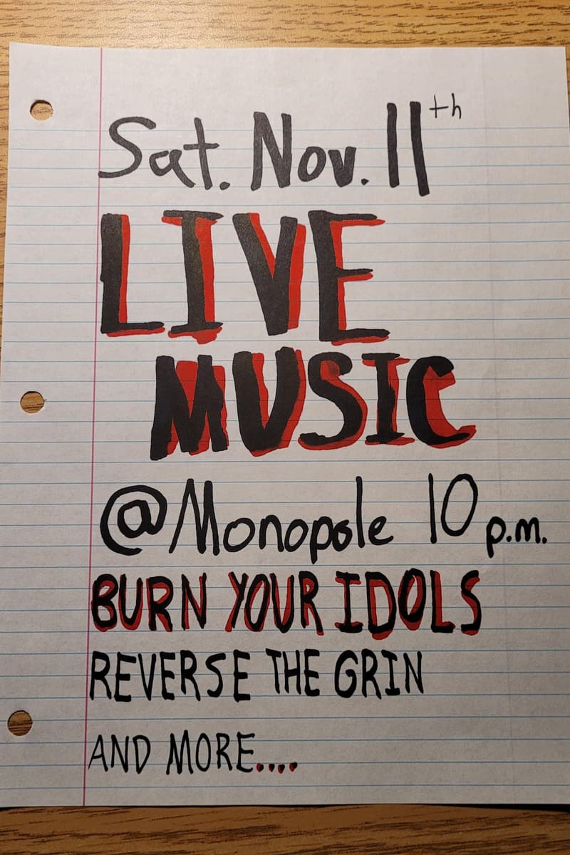 Reverse the Grin, Burn Your Idols - at Monopole - Plattsburgh, NY