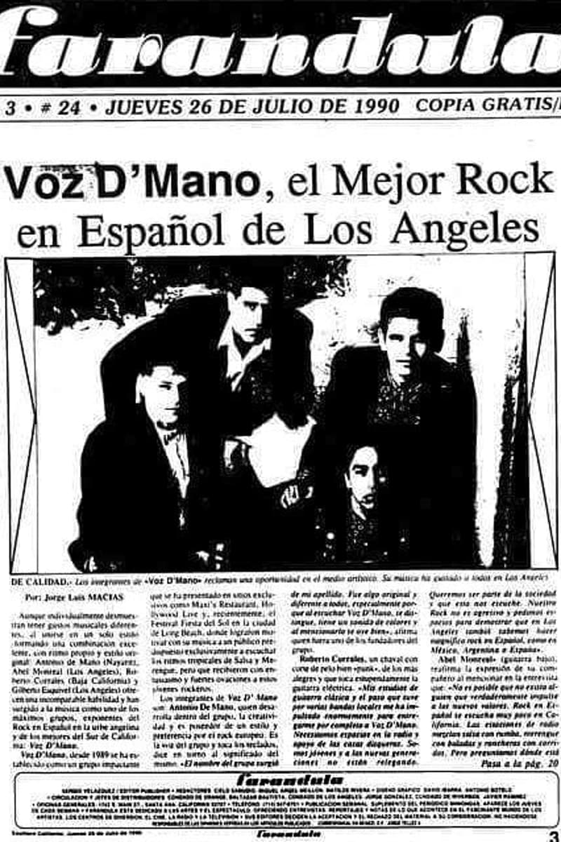 Voz D'Mano - at Mac's Restaurant, Hollywood Live, Festival Feria del Sol (Long Beach) - Los Angeles, CA - Jul 26, 1990