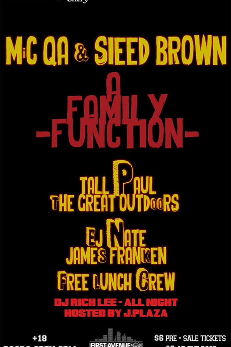 MiC QA, Free Lunch Crew, James Franken, Tall Paul, DJ Rich Lee - at 7th St Entry / First Avenue - Minneapolis, MN - Jan 20, 2016