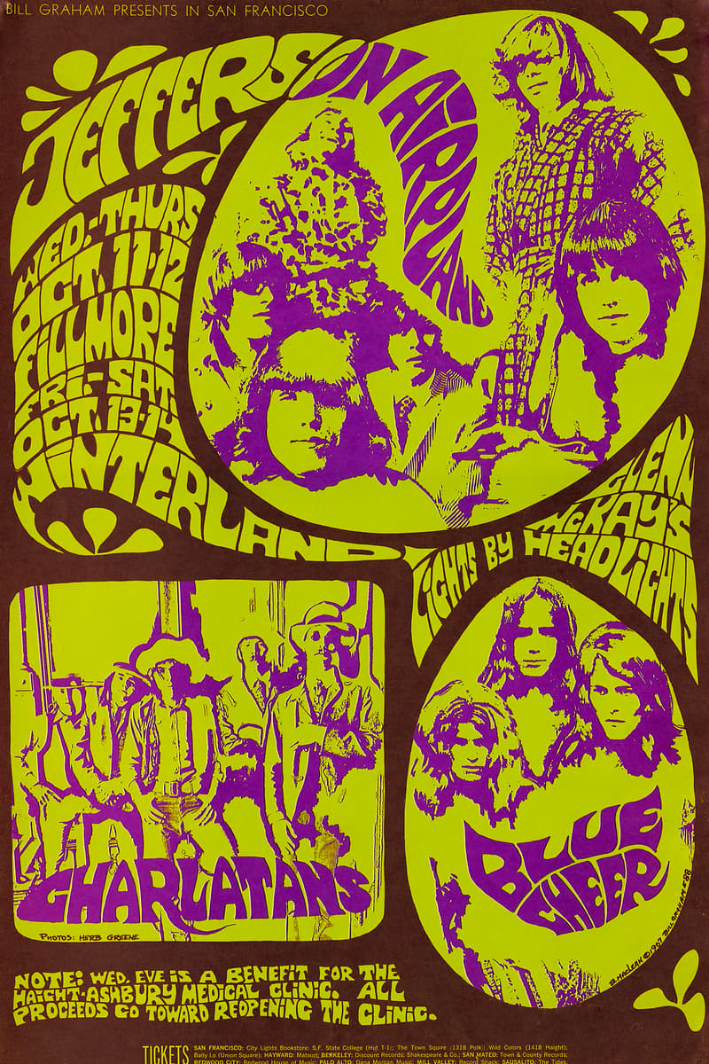 The Charlatans, Jefferson Airplane, Blue Cheer - at Fillmore and Winterland - San Francisco, CA