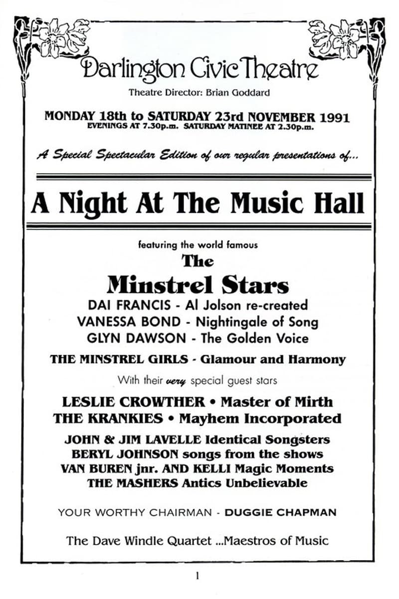 Duggie Chapman, John & Jim Lavelle, Beryl Johnson, Van Buren jnr. and Kelli, Vanessa Bond - at Darlington Civic Theatre - Darlington - Nov 18, 1991