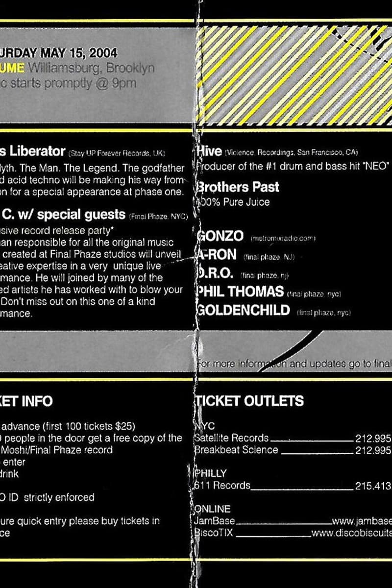 Goldenchild, Brothers Past, Ed Rush and Optical, Moshi-Moshi, Phil Thomas - at Volume - Williamsburg, Brooklyn, NY - May 15, 2004