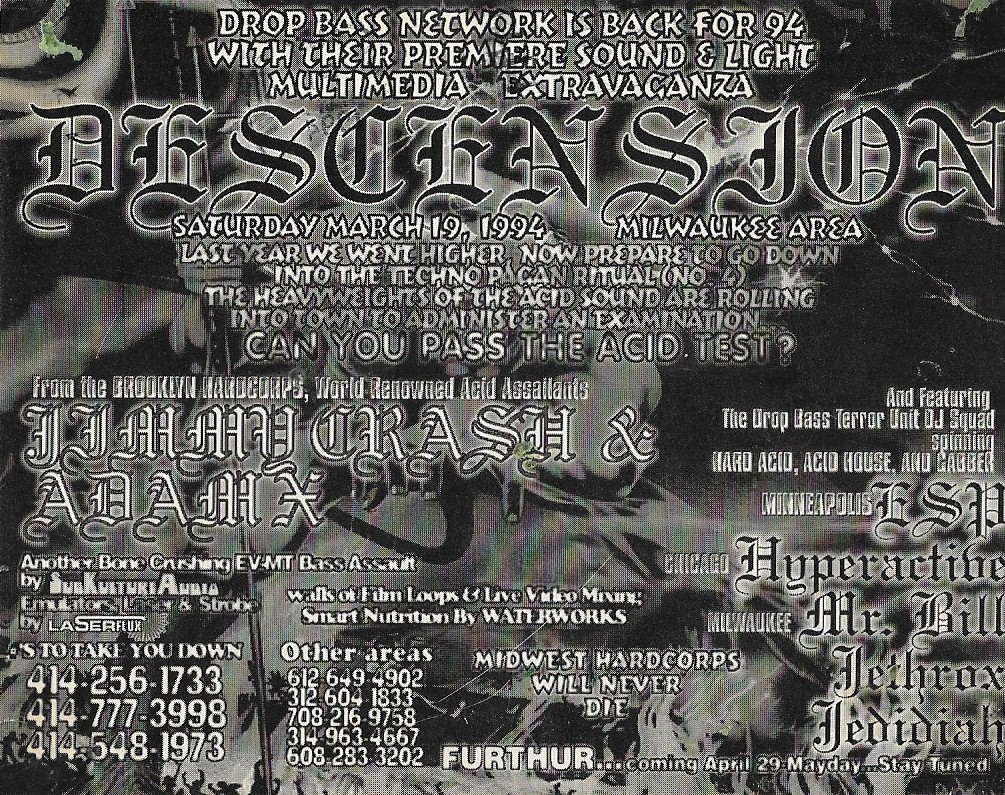 ESP, Jimmy Crash, Adam X, Drop Bass Terror Unit DJ Squad, Jedidiah - Milwaukee, WI - Mar 19, 1994