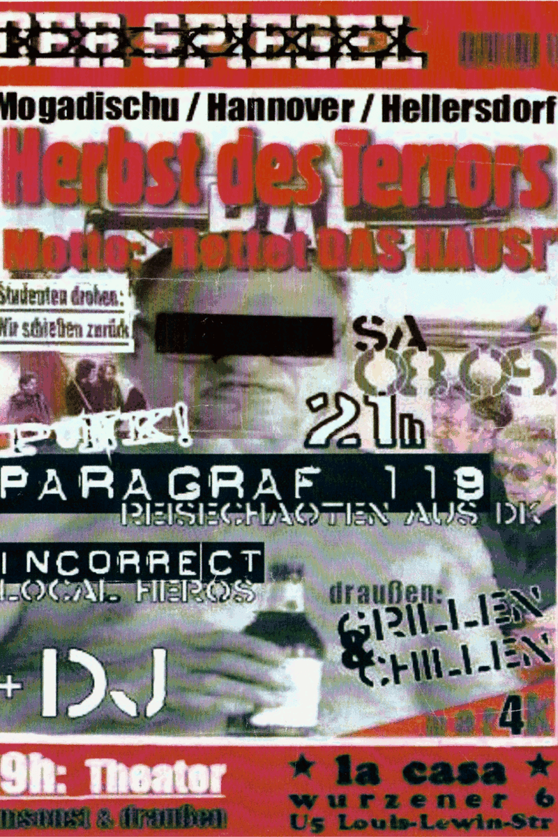 Paragraf 119, Paragraf 119 - Reisechaoten aus DK, DJ, draußen: Grillen & Chillen, Punk! - at La Casa - Berlin - Sep 8, 2001
