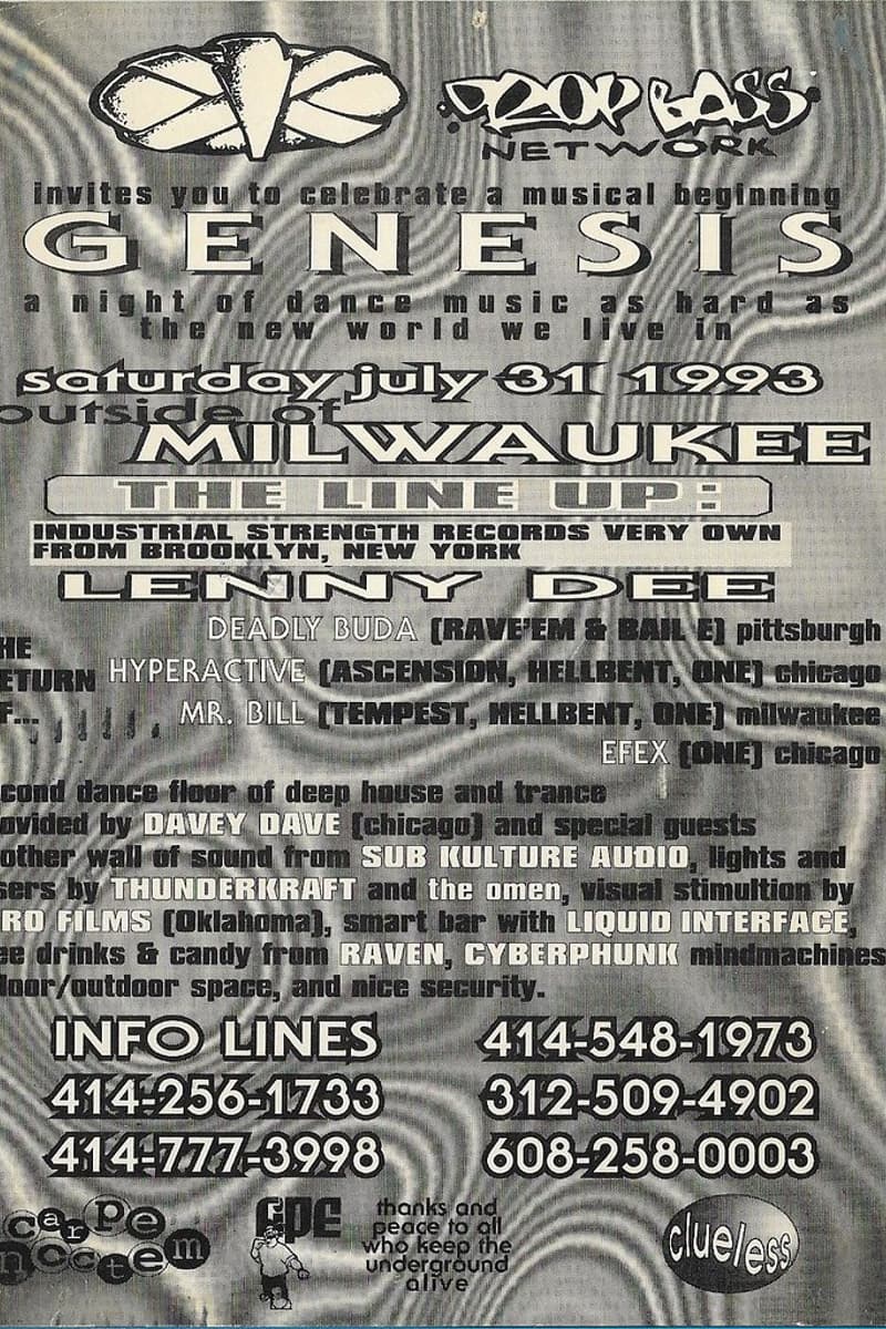 Zero Films, Lenny Dee, Davey Dave, Cyberphunk, Sub Kulture Audio - at outside of Milwaukee (specific venue not named) - Milwaukee, WI - Jul 31, 1993