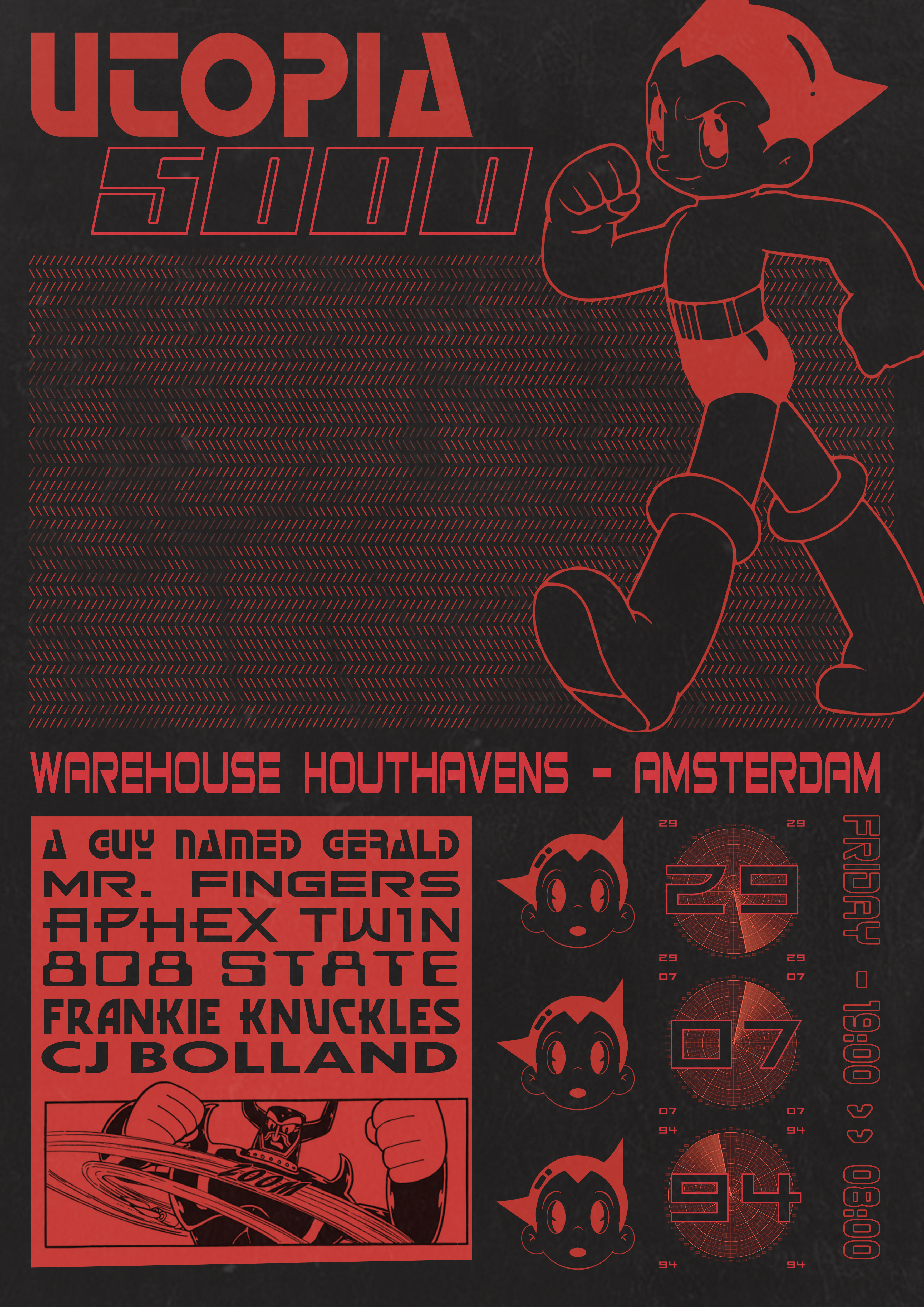 Aphex Twin, A Guy Named Gerald, mr. fingers, FRANKIE KNUCKLES, 808 State - at Warehouse Houthavens - Amsterdam - Jul 29, 1994