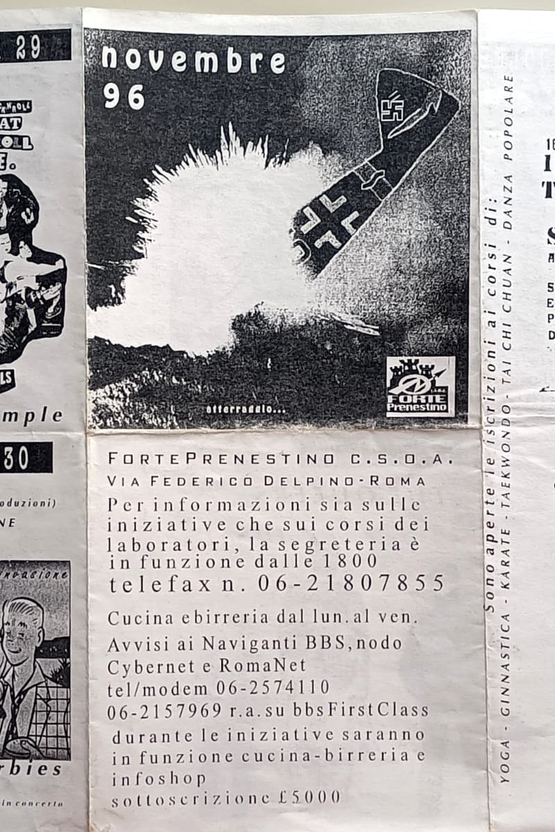 Brutopop, Sex Pistols, G.R.A. (Grande Raccordo Autoproduzioni), Fucking Barbies - at Forte Prenestino C.S.O.A. - Roma - Nov 1, 1996