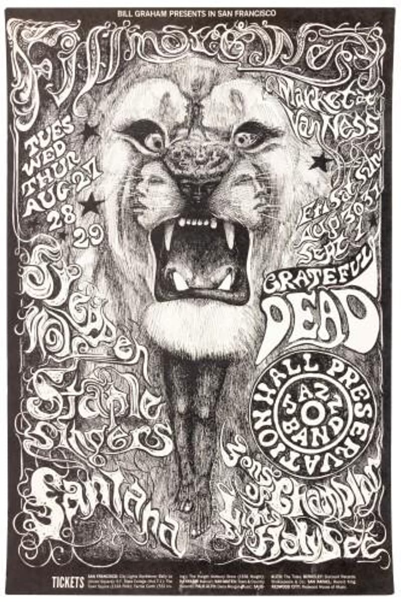 Jazz Preservation Hall Band, Sons of Champlin, Grateful Dead, Staple Singers, Holy See - at Fillmore West - San Francisco, CA - Aug 27, 1968