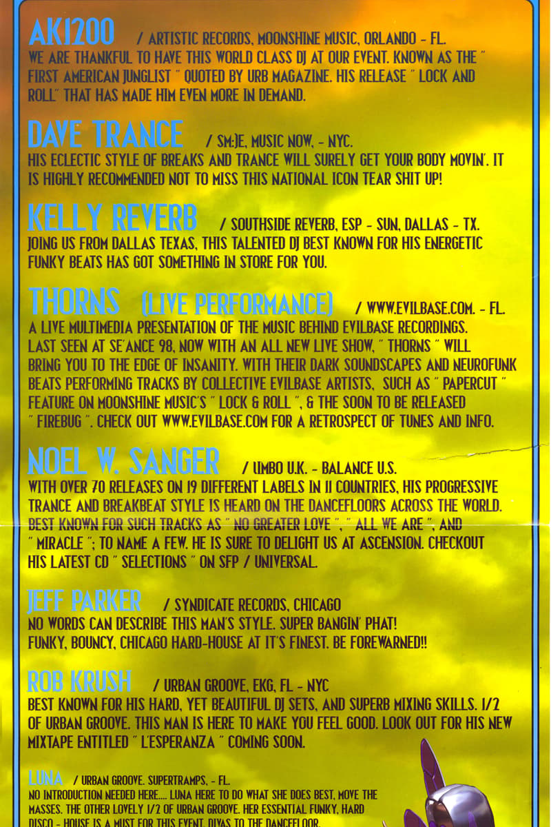 Jeff Parker, DJ Fuel, Noel W. Sanger, AK1200, Rob Krush - Jul 24, 1999