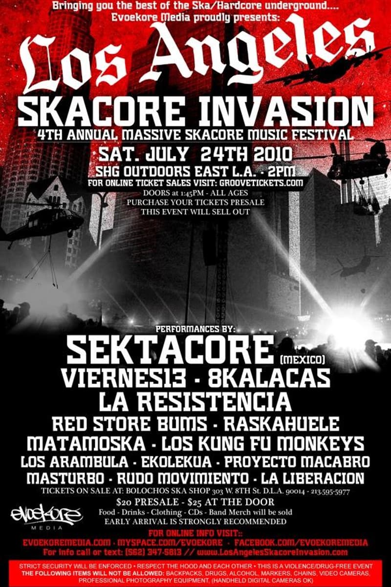 Matamoska, Rudo Movimiento, Los Arambula, Proyecto Macabro, Los Kung Fu Monkeys - at SHG Outdoors East L.A. - Los Angeles, CA - Jul 24, 2010