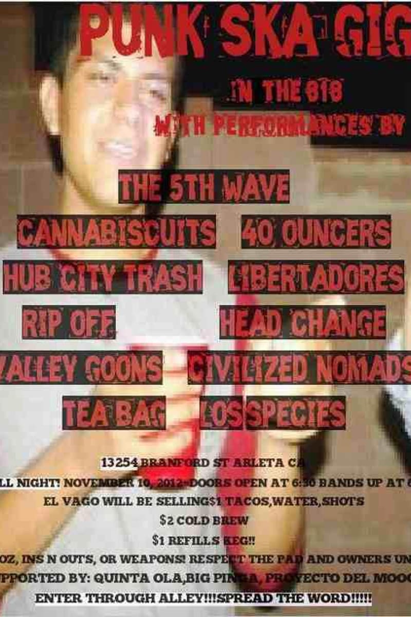 Los Species, Libertadores, Hub City Trash, Valley Goons, Tea Bag - Arleta, CA - Nov 10, 2012