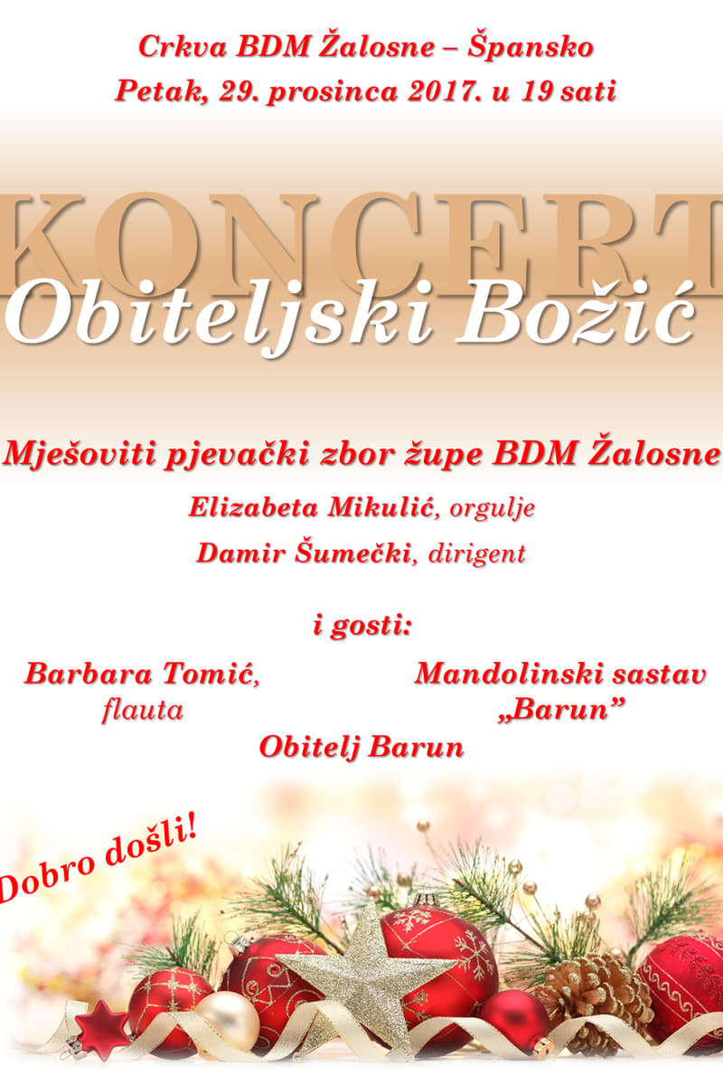 Mješoviti pjevački zbor župe BDM Žalosne, Mandolinski sastav "Barun", Barbara Tomić, Damir Šumečki, Obitelj Barun - at Crkva BDM Žalosne - Špansko - Dec 29, 2017