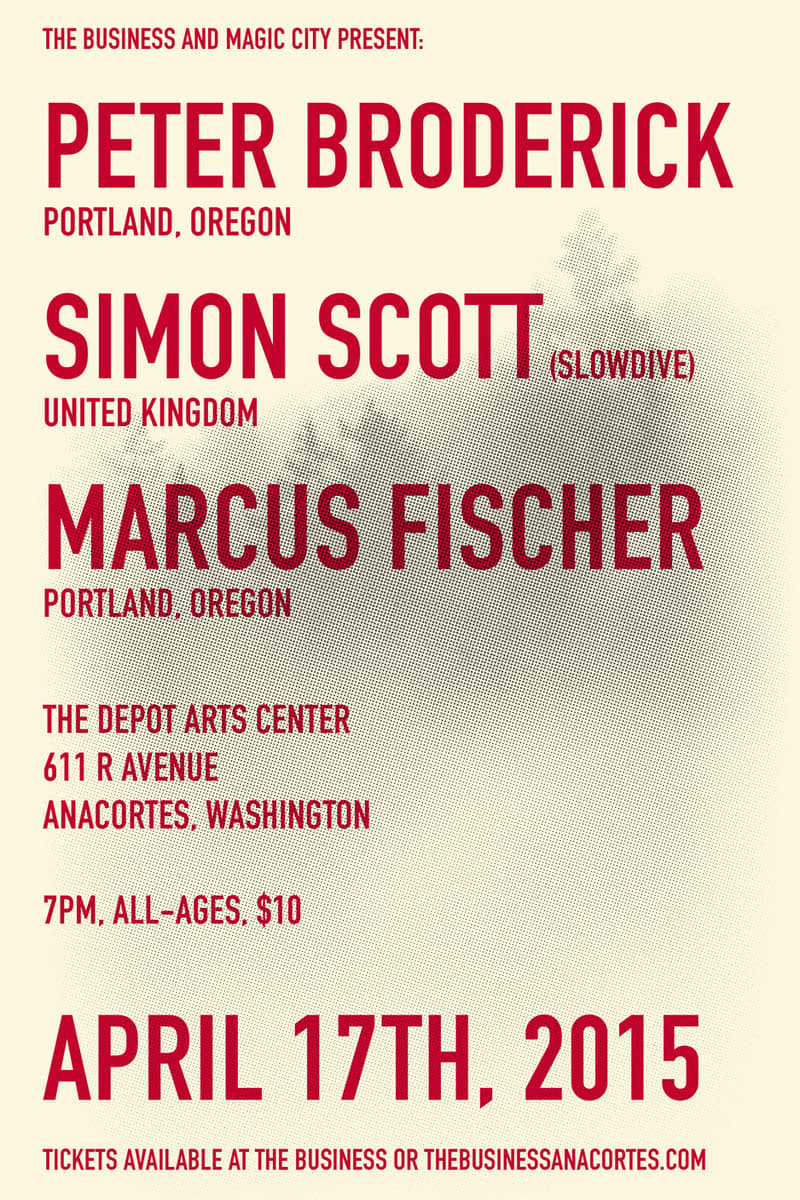 Marcus Fischer, Simon Scott (Slowdive), Peter Broderick - at The Depot Arts Center - Anacortes, WA - Apr 17, 2015