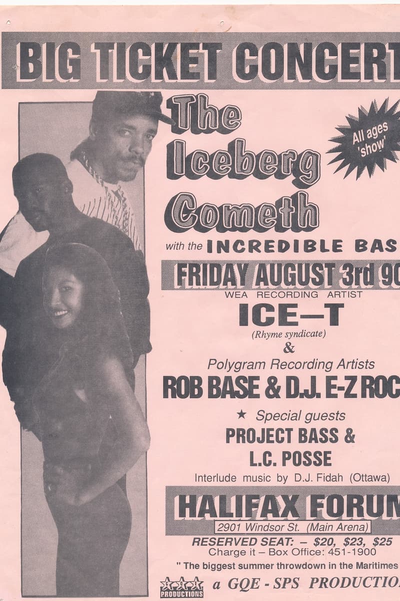 Ice-T (Rhyme Syndicate), The Incredible Base, DJ Fidah, Project Bass, Rob Base & DJ E-Z Rock - at Halifax Forum - Halifax, NS - Aug 3, 1990