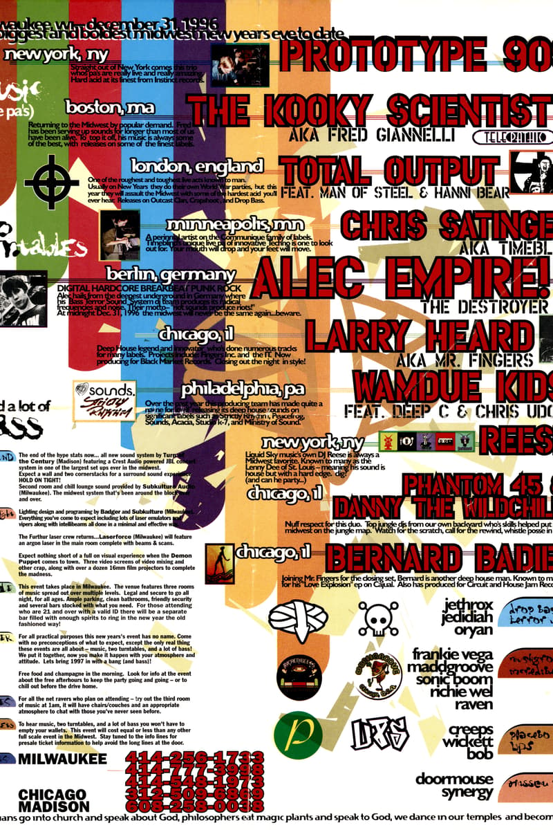 Alec Empire (The Destroyer), Phantom 45, Wickett, Larry Heard (aka Mr. Fingers), Danny The Wildchild - Milwaukee, WI - Dec 31, 1996