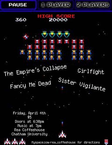 Girlfight, Sister Vigilante, The Empire's Collapse, Fancy Me Dead - at Rea Coffeehouse - Chatham University - Apr 4, 2008