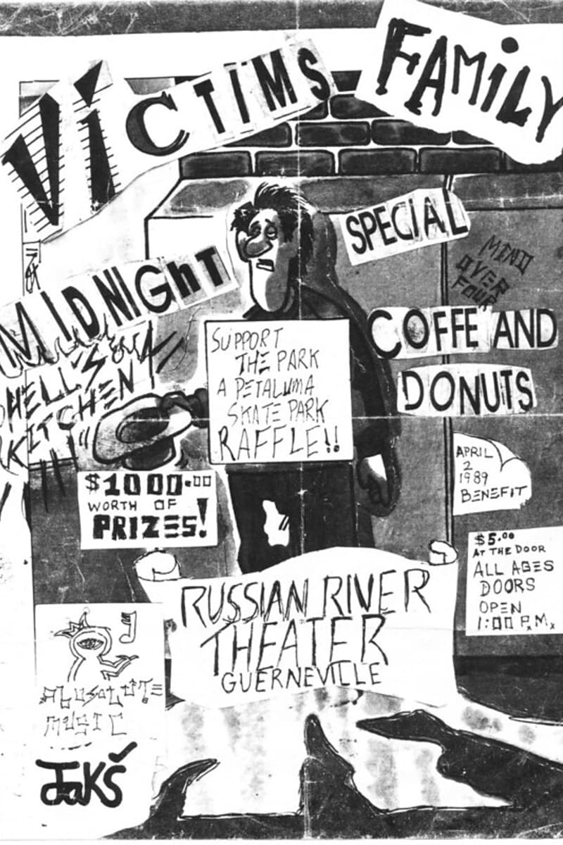 Jaks, Absolute Music, Coffee and Donuts, Hell's Kitchen, Victims Family - at Russian River Theater - Guerneville, CA - Apr 2, 1989