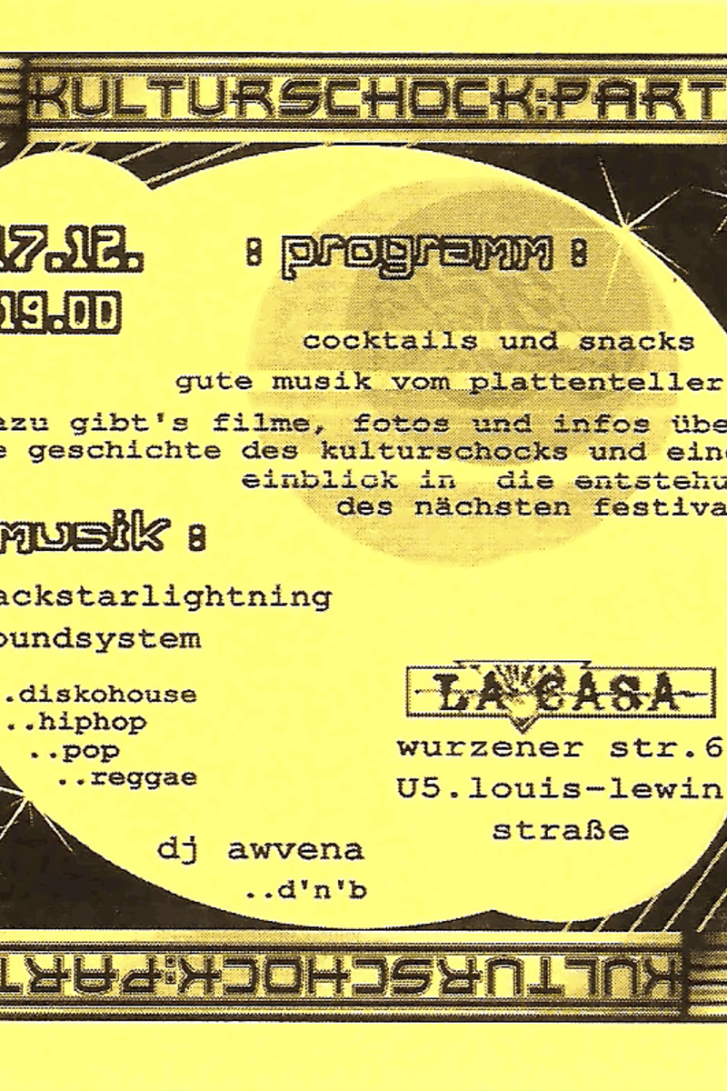 dj awvena ..d'n'b, cocktails und snacks, Programm, KULTURSCHOCK:PARTY, Blackstarlightning Soundsystem - at La Casa - Berlin - Dec 17, 2005